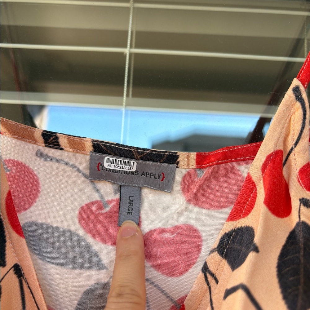 Anthropologie Conditions apply cherry satin silky print maxi dress medium/ large - Picture 7 of 10